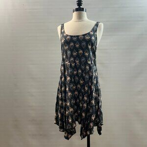 Aerie grey floral print scoop neck sleeveless flowy A-line mini dress Size XS